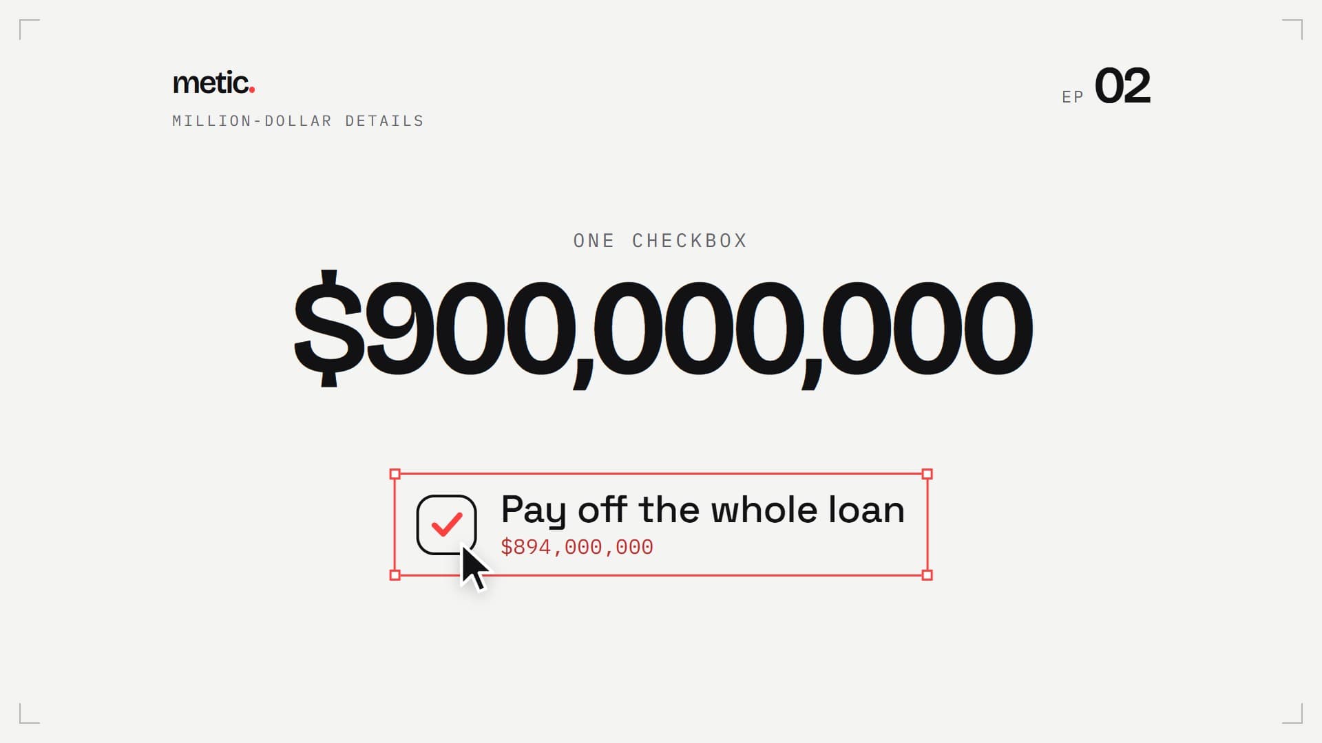 900.000.000 $ über einer angehakten Checkbox: „Pay off the whole loan“, 894.000.000 $.